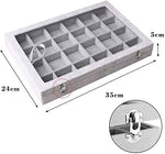 Jewelry Organizer Tray with Clear Lid 24 Grid Velvet Drawer
