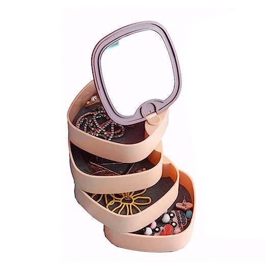 360 Degree Rotating 4 Layer Organizer Box with Mirror