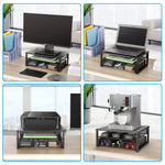 Monitor Stand Riser with Storage Organizer – Metal Mesh Desk Shelf