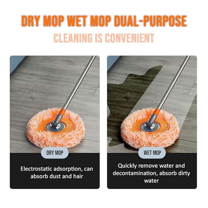 Orange Colour 360° Rotatable Adjustable Cleaning Mop