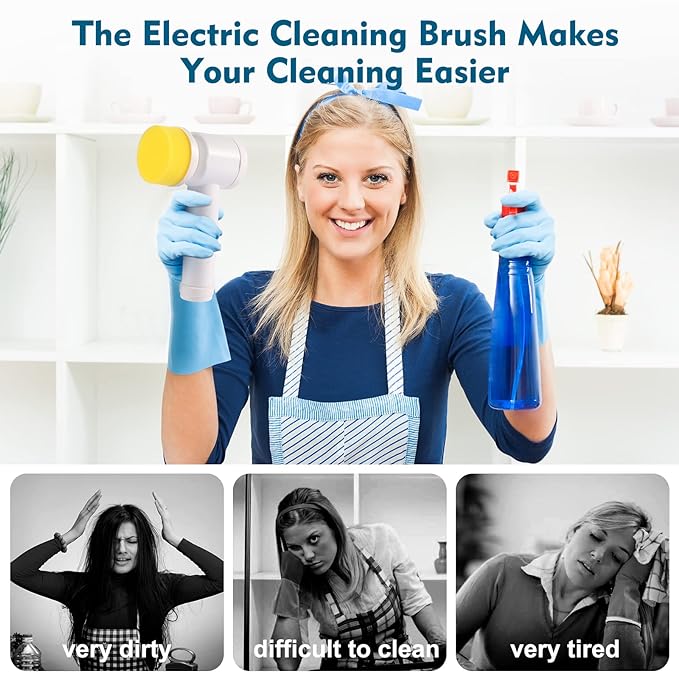 Electric Cleaning Brush with 3 Replaceable Brush Heads