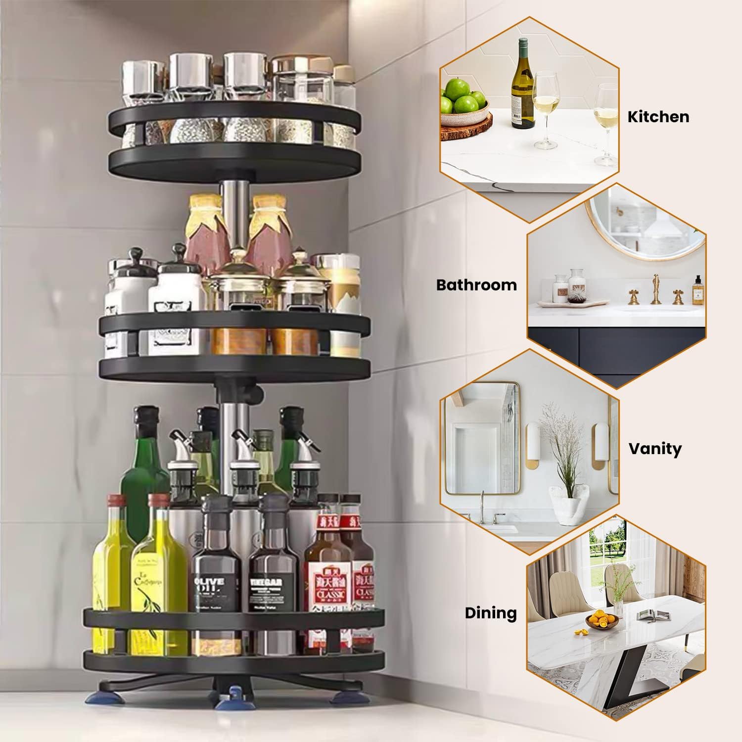 360° Rotatable Metal Storage Organizer