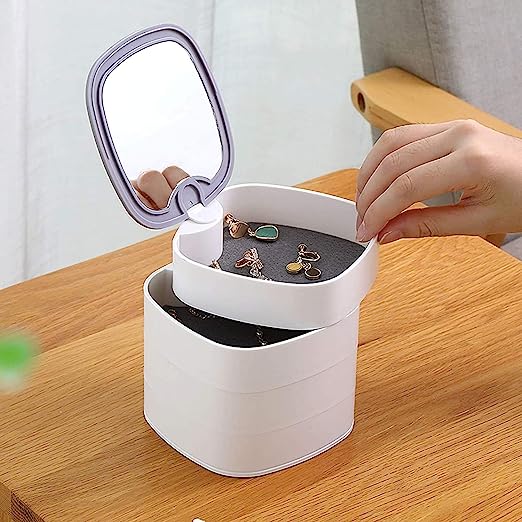 360 Degree Rotating 4 Layer Organizer Box with Mirror