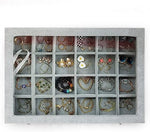 Jewelry Organizer Tray with Clear Lid 24 Grid Velvet Drawer