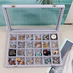 Jewelry Organizer Tray with Clear Lid 24 Grid Velvet Drawer