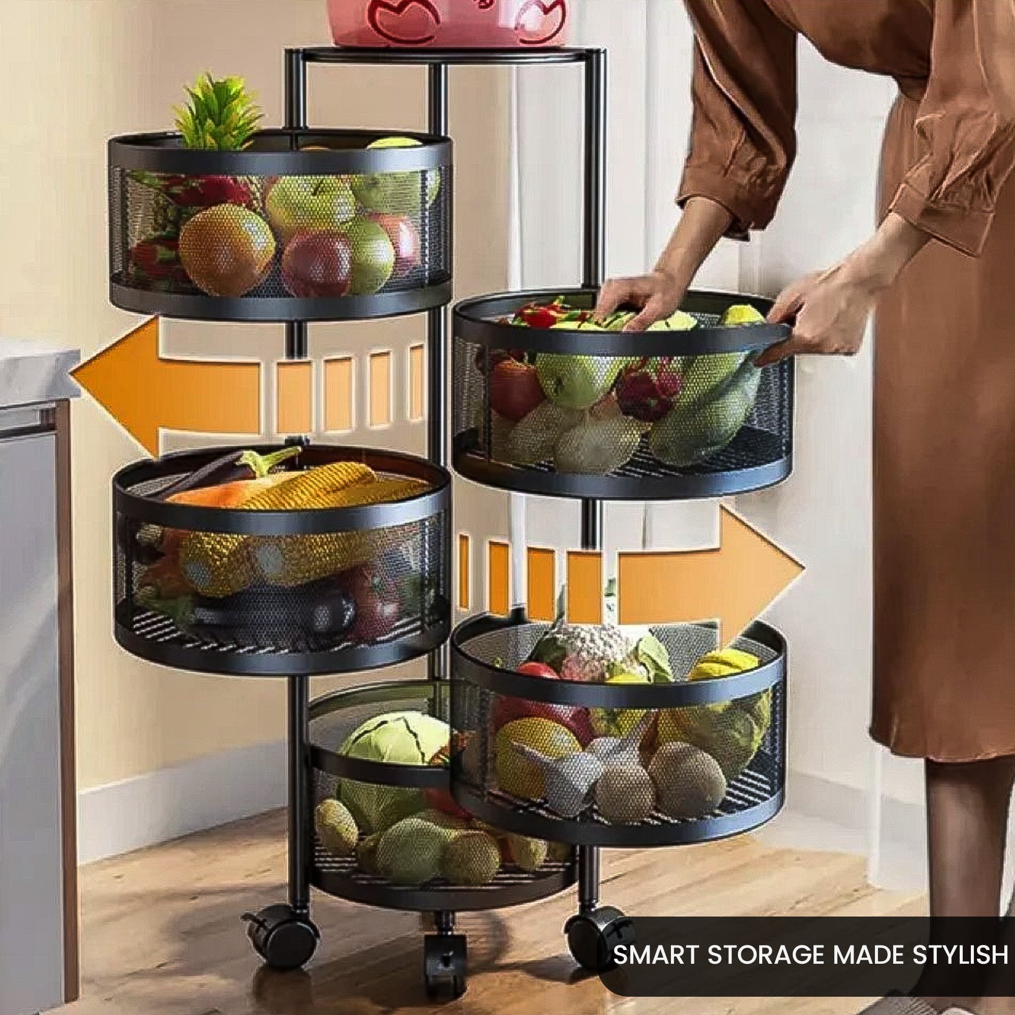 5 Layer Premium Round Metal Trolley