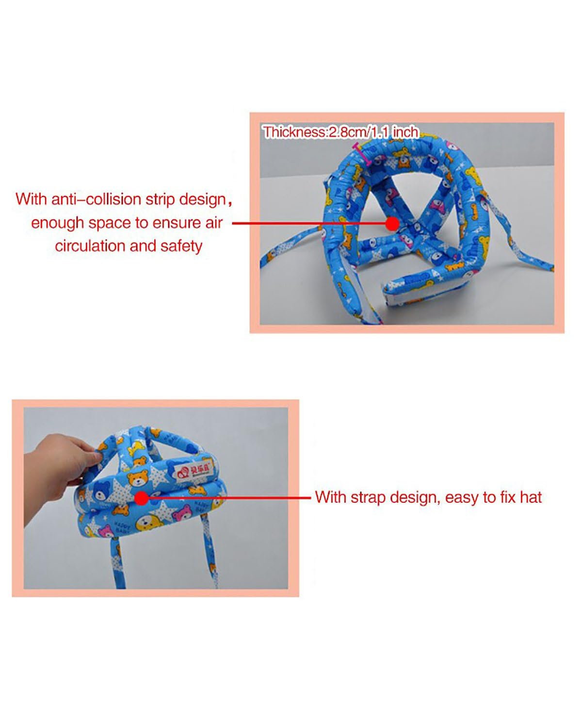 Baby head protector with adjustable headguard