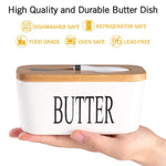 Ceramic Butter Dish with Wooden Lid & butter knife