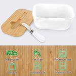 Ceramic Butter Dish with Wooden Lid & butter knife