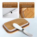 Ceramic Butter Dish with Wooden Lid & butter knife