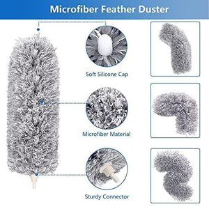 Microfiber Feather Duster with 100 inches expandable multipurpose use
