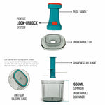 Manual Hand Press Push Chopper with 3 Blades for Effortless Chopping Vegetables & Fruits (Assorted, 650 ml, Plastic)