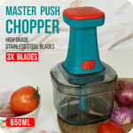 Manual Hand Press Push Chopper with 3 Blades for Effortless Chopping Vegetables & Fruits (Assorted, 650 ml, Plastic)