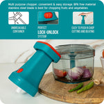 Manual Hand Press Push Chopper with 3 Blades for Effortless Chopping Vegetables & Fruits (Assorted, 650 ml, Plastic)