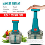 Manual Hand Press Push Chopper with 3 Blades for Effortless Chopping Vegetables & Fruits (Assorted, 650 ml, Plastic)