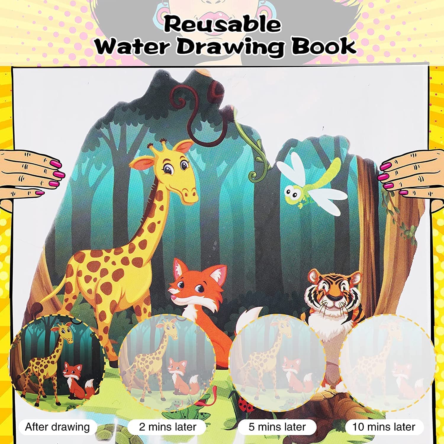 Reusable Magical Water Painting Book (Pack of 4 books + 4 pens)