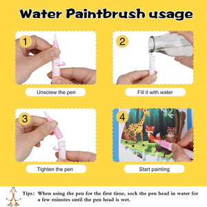 Reusable Magical Water Painting Book (Pack of 4 books + 4 pens)