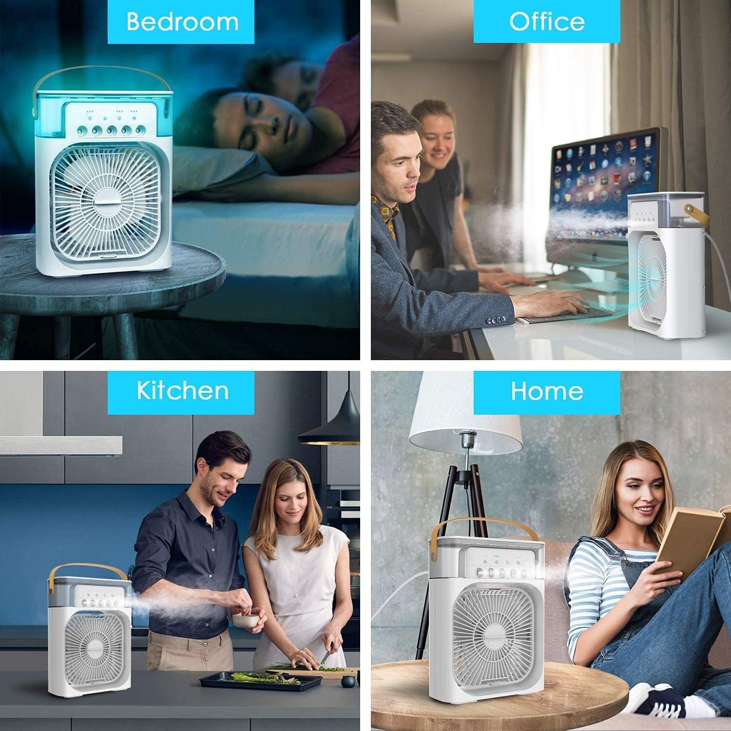 Mini  air  Cooler(1/2/3 H Timer, 3 Wind Speeds and 3 Spray Modes)