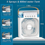 Mini  air  Cooler(1/2/3 H Timer, 3 Wind Speeds and 3 Spray Modes)