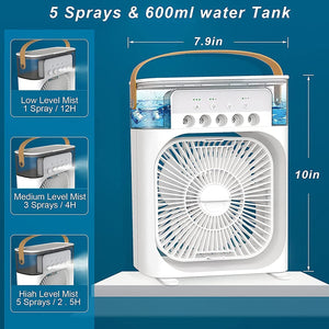 Mini  air  Cooler(1/2/3 H Timer, 3 Wind Speeds and 3 Spray Modes)
