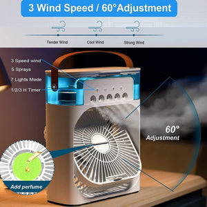 Mini  air  Cooler(1/2/3 H Timer, 3 Wind Speeds and 3 Spray Modes)