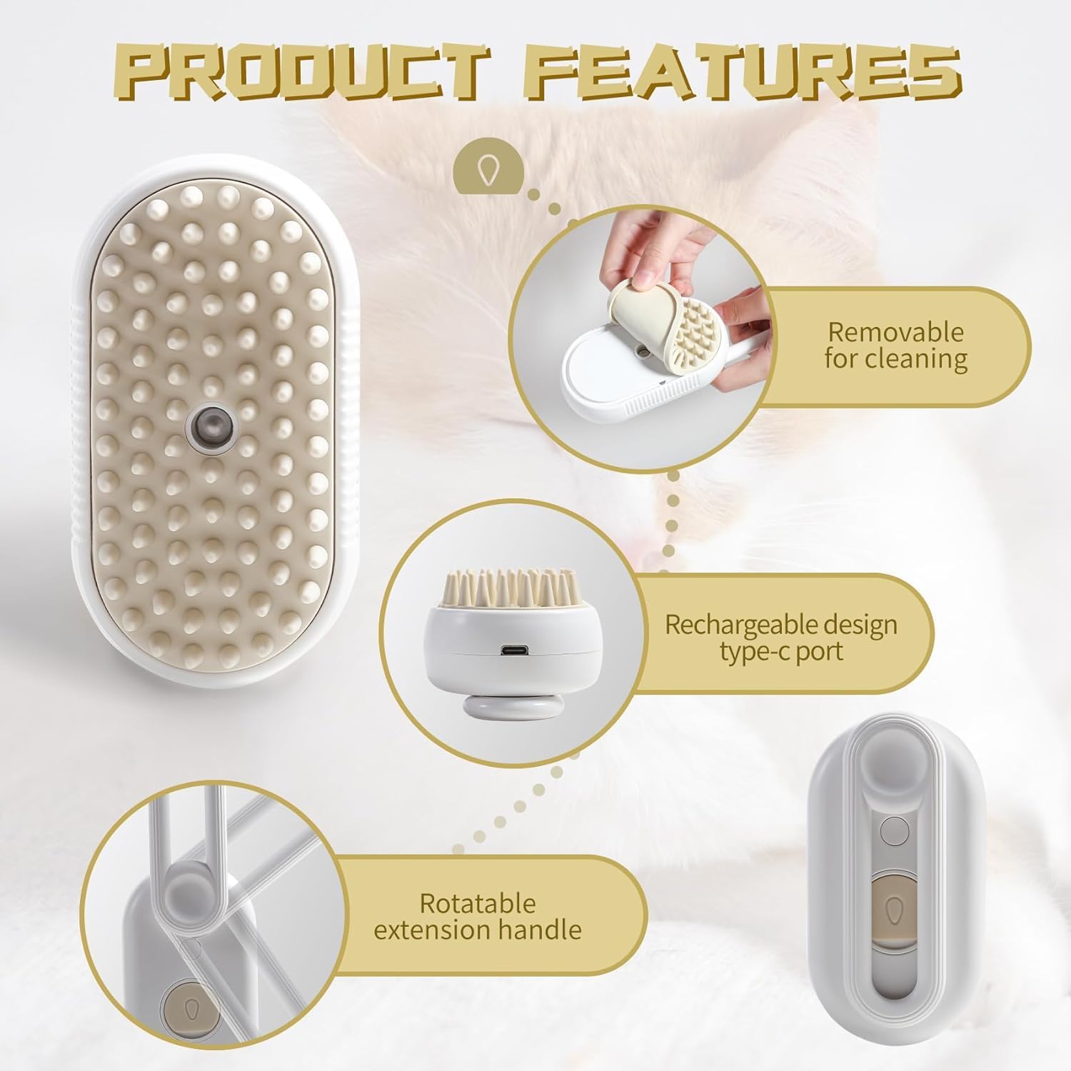 Steaming Pet Hair Brush ( Cats /dogs)