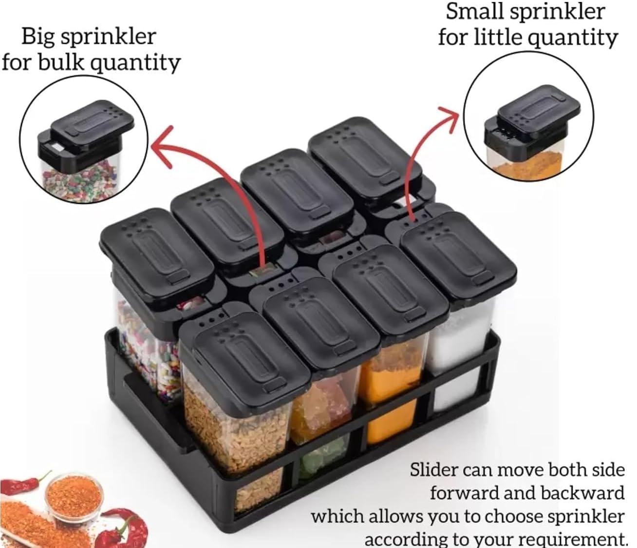 8 Pcs Spice Sets Airtight Jar Masala Box